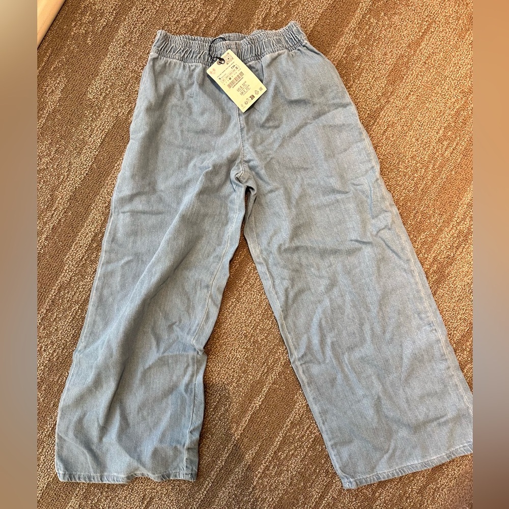 Zara Girls 9-10 years high waisted lightweight elastic waist denim pants